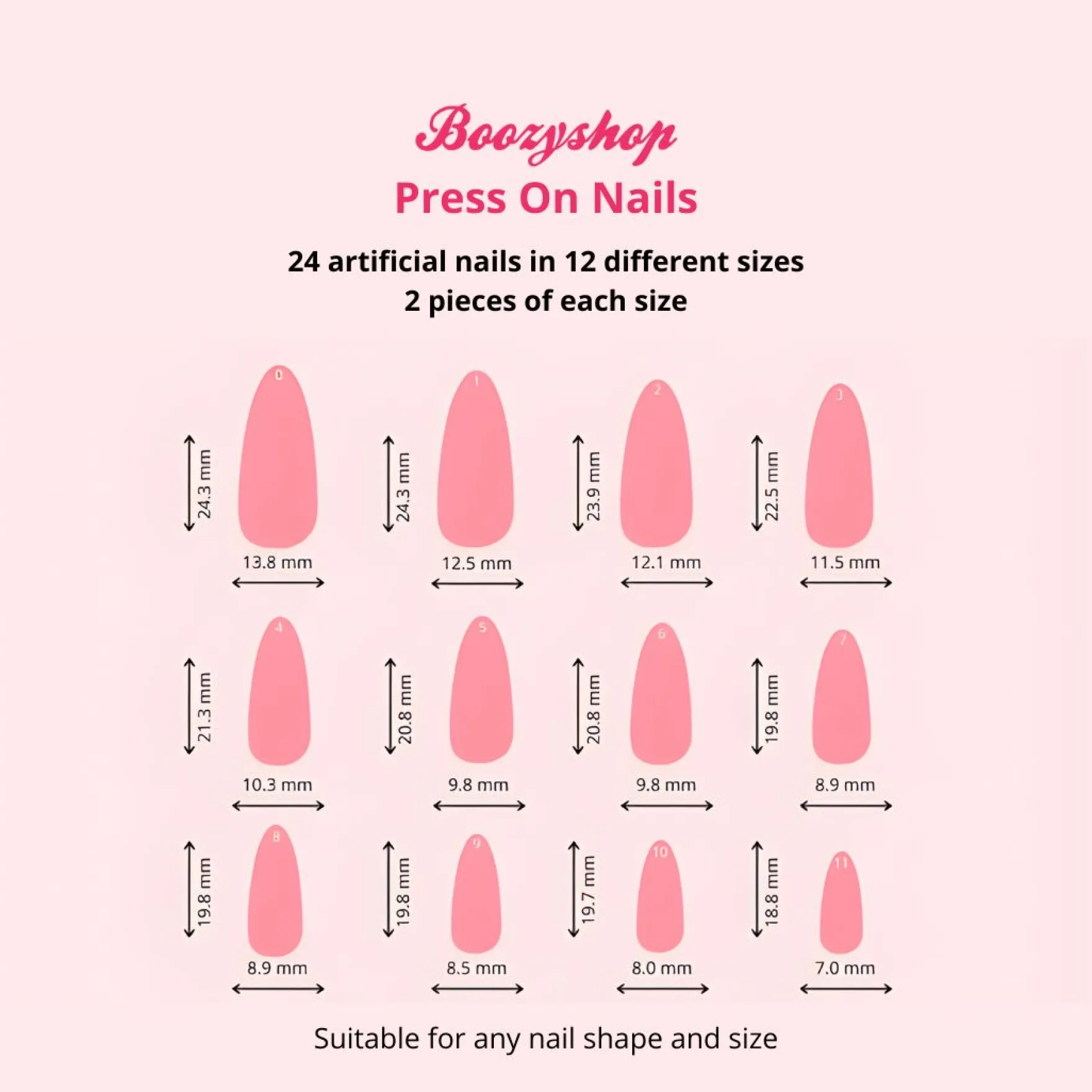 24 pcs Press On Nails Polka Dots