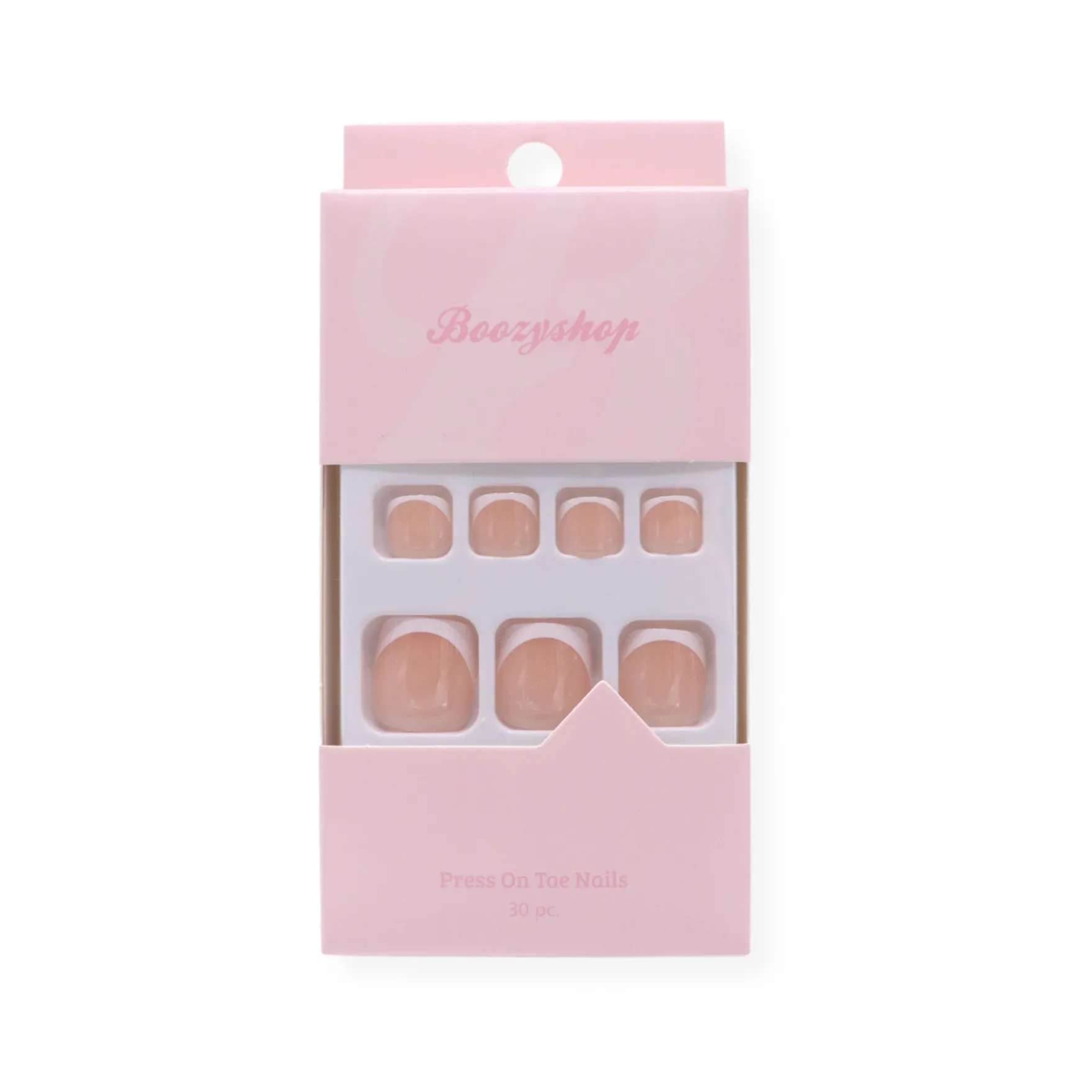 30 pcs Press On Toe Nails French Manicure
