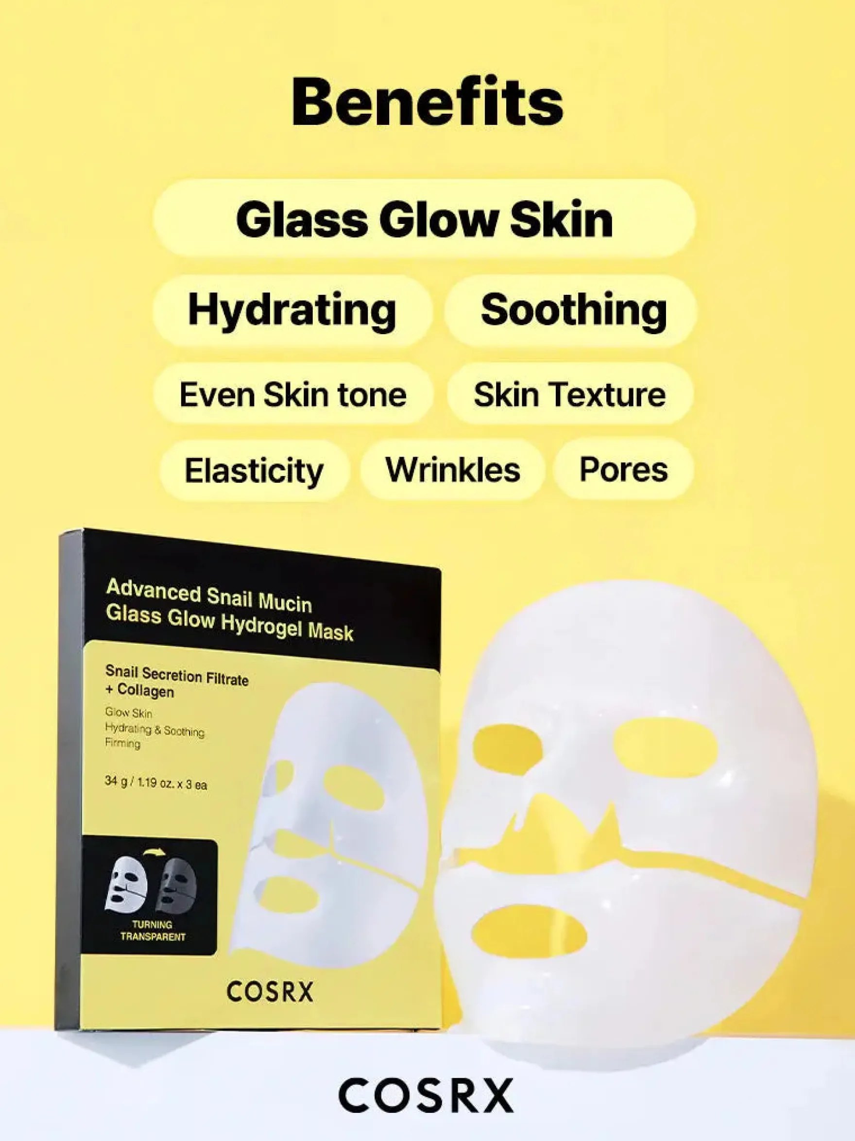 Advanced Snail Mucin Glass Glow Hydrogel Mask 1 pc