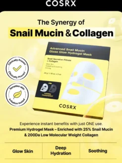 Advanced Snail Mucin Glass Glow Hydrogel Mask 1 pc