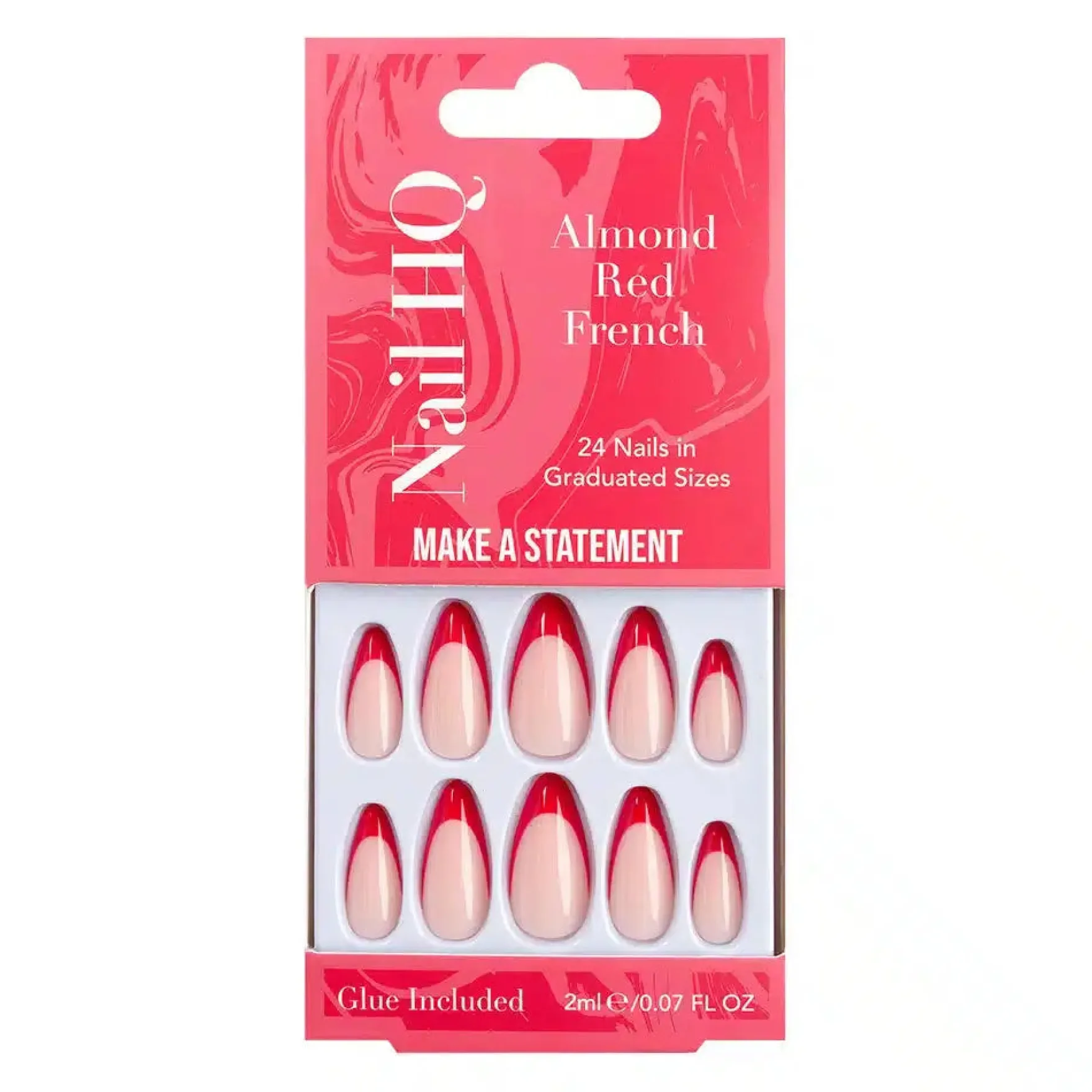 Almond Red French Nails