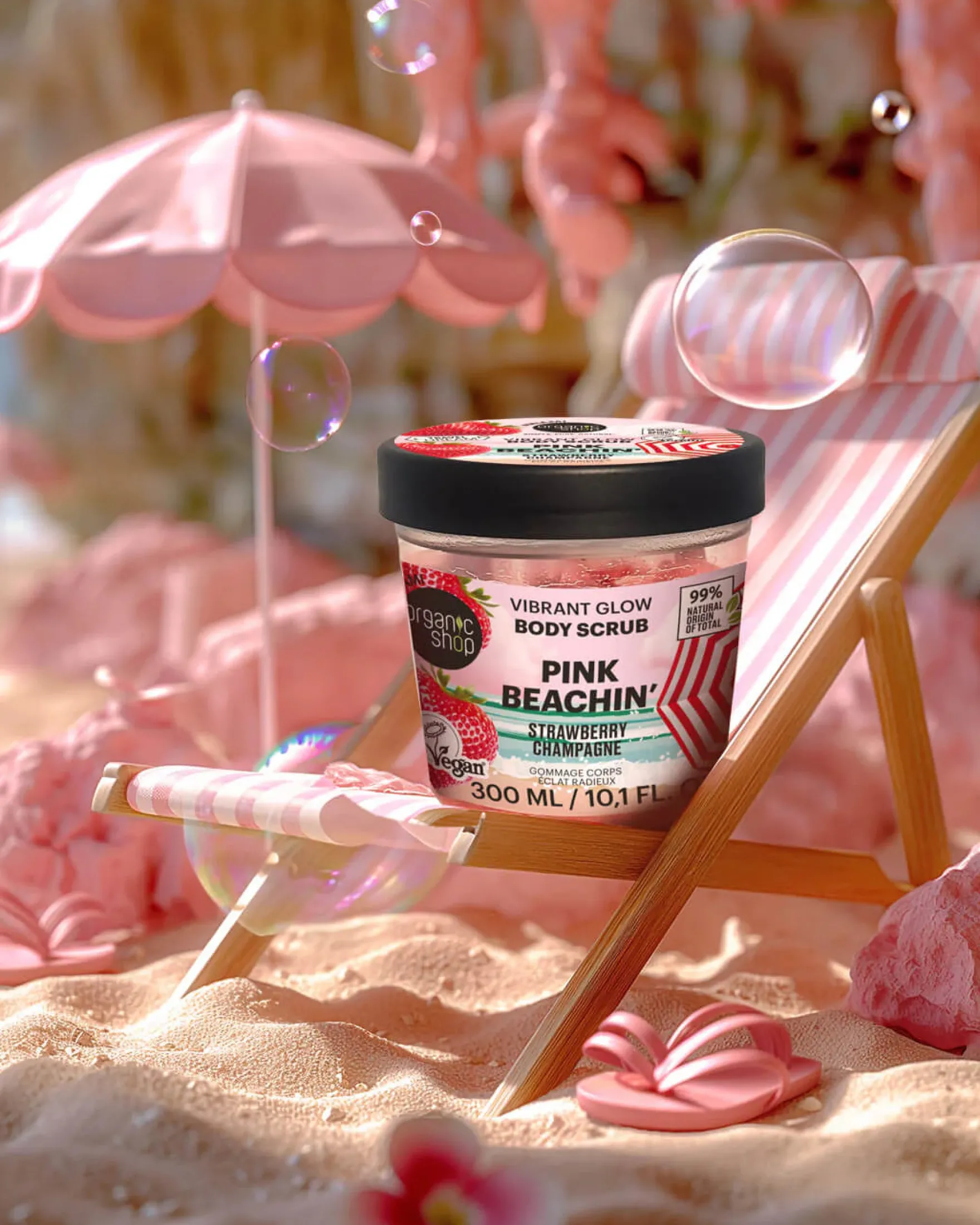 Body Scrub Pink Beachin Vibrant Glow Strawberry Champagne