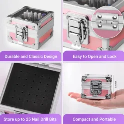 Ceramic Diamond Carbide Nail Drill Bits with Portable Holder Case 21Pcs