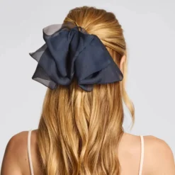 Chiffon Bow Hair Clip Blue Orchid