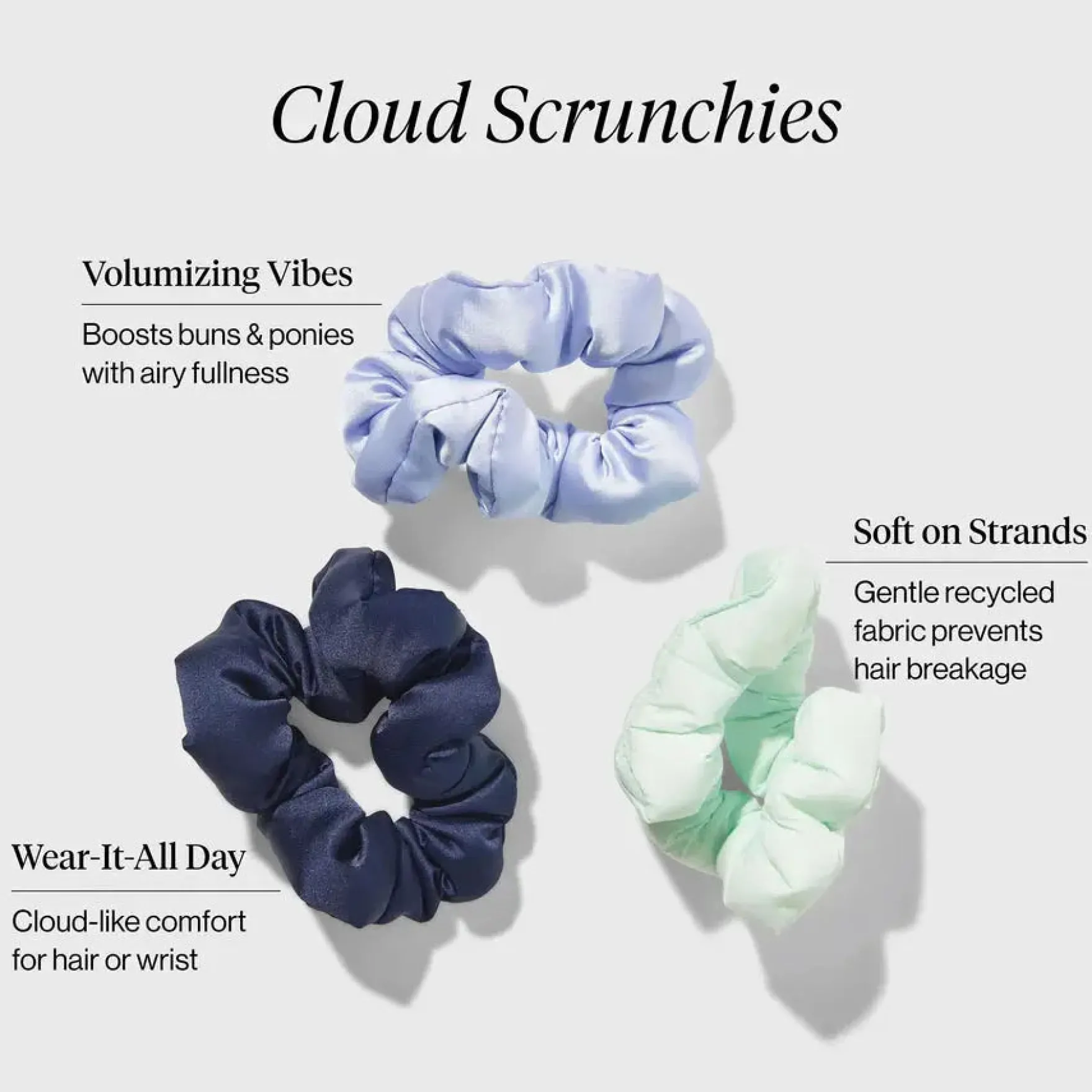 Cloud Scrunchies 3pc Set Garden Bouquet