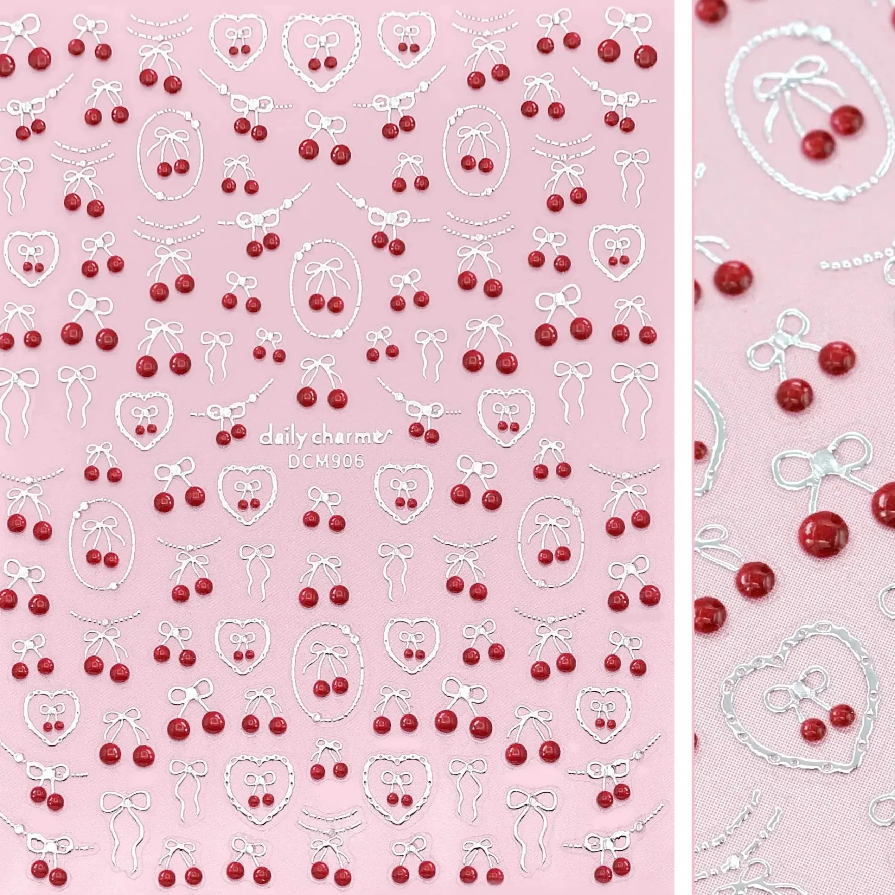 3D Embossed Nail Art Sticker Cherry Crush