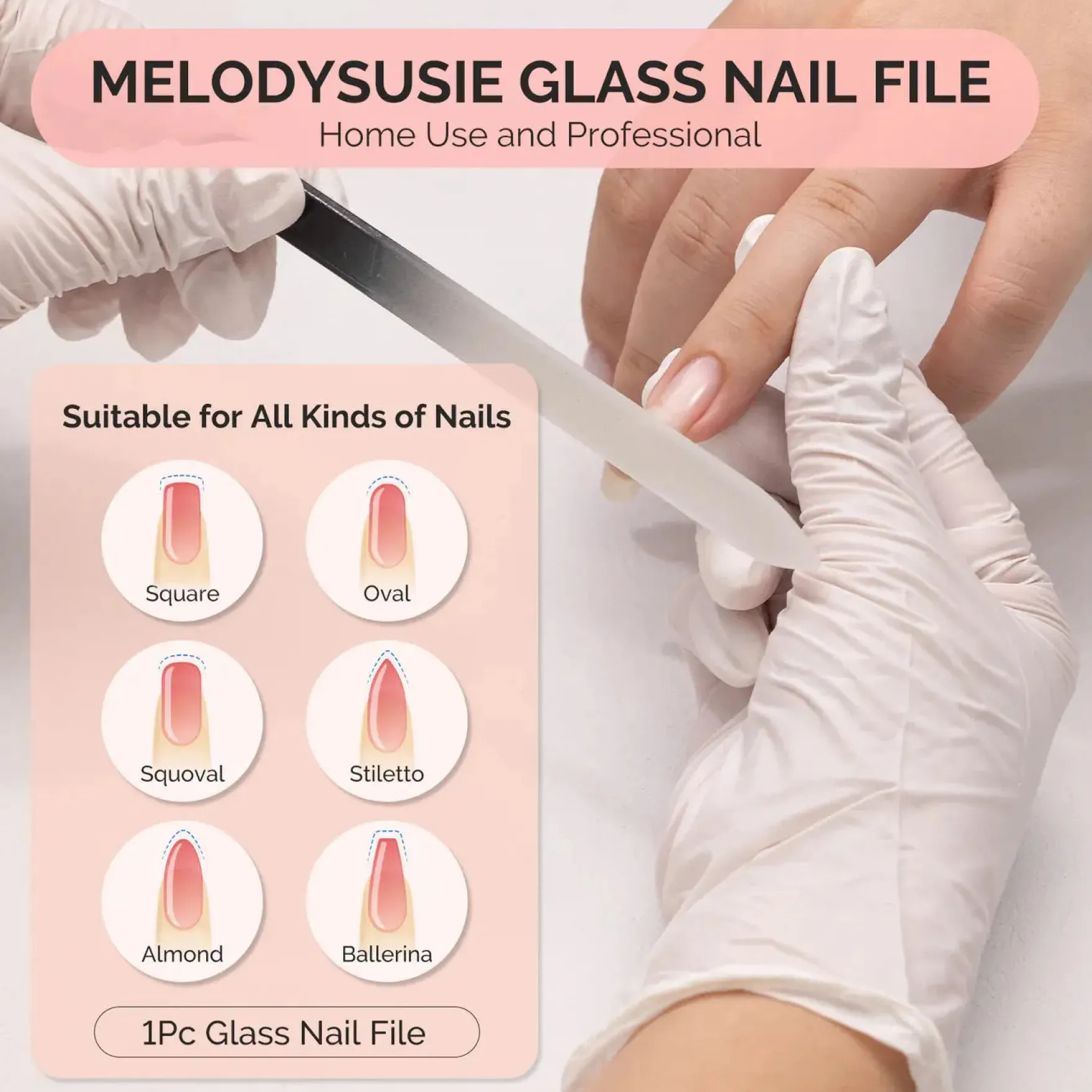 Double Sided 360 Grit Glass Nail File Set 4Pcs