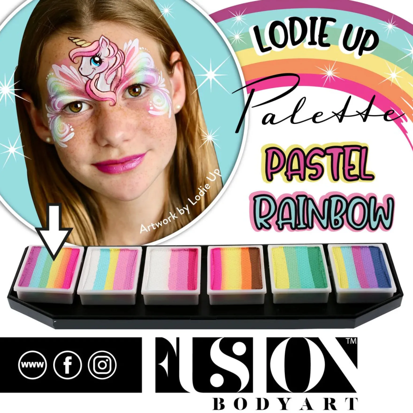 Face Painting Lodie Up Cute Pastel Rainbow Palette