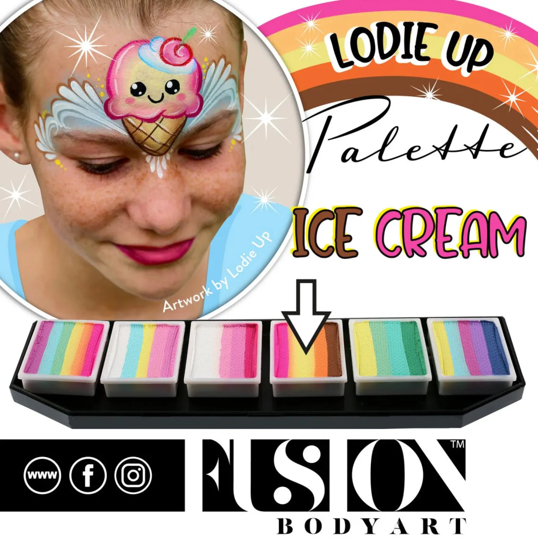 Face Painting Lodie Up Cute Pastel Rainbow Palette