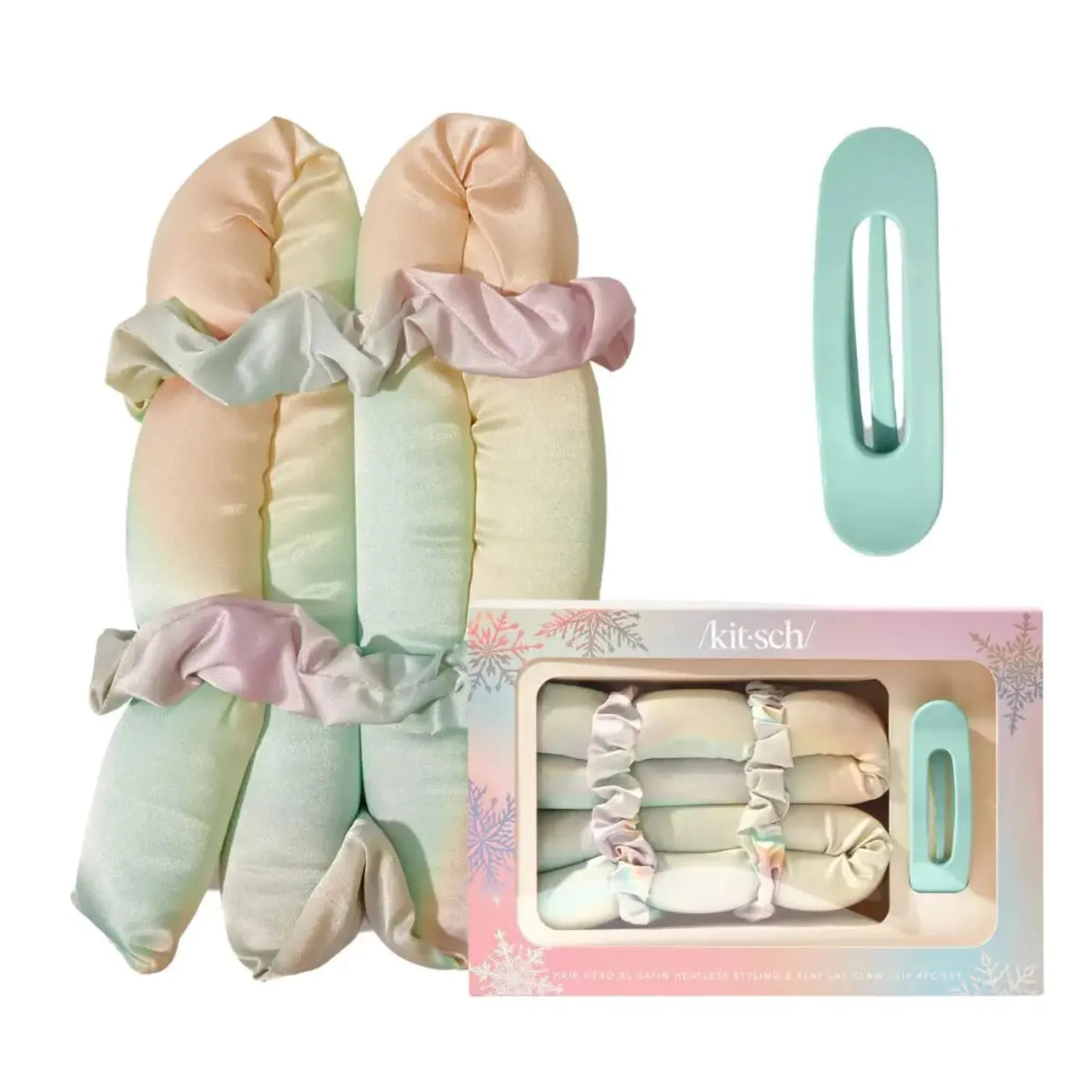 Hair Hero XL Satin Heatless Styling & Flat Lay Claw 4 Piece Set Aura