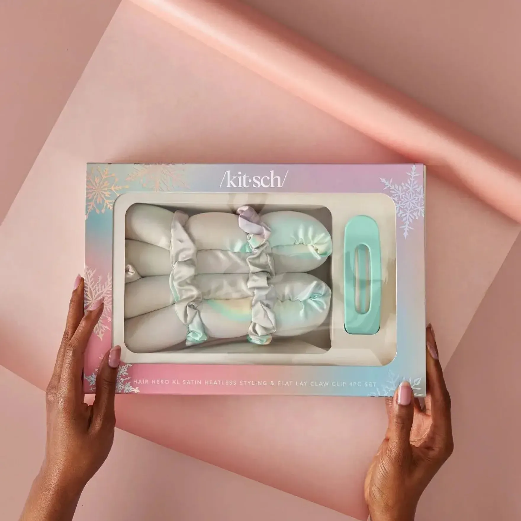 Hair Hero XL Satin Heatless Styling & Flat Lay Claw 4 Piece Set Aura