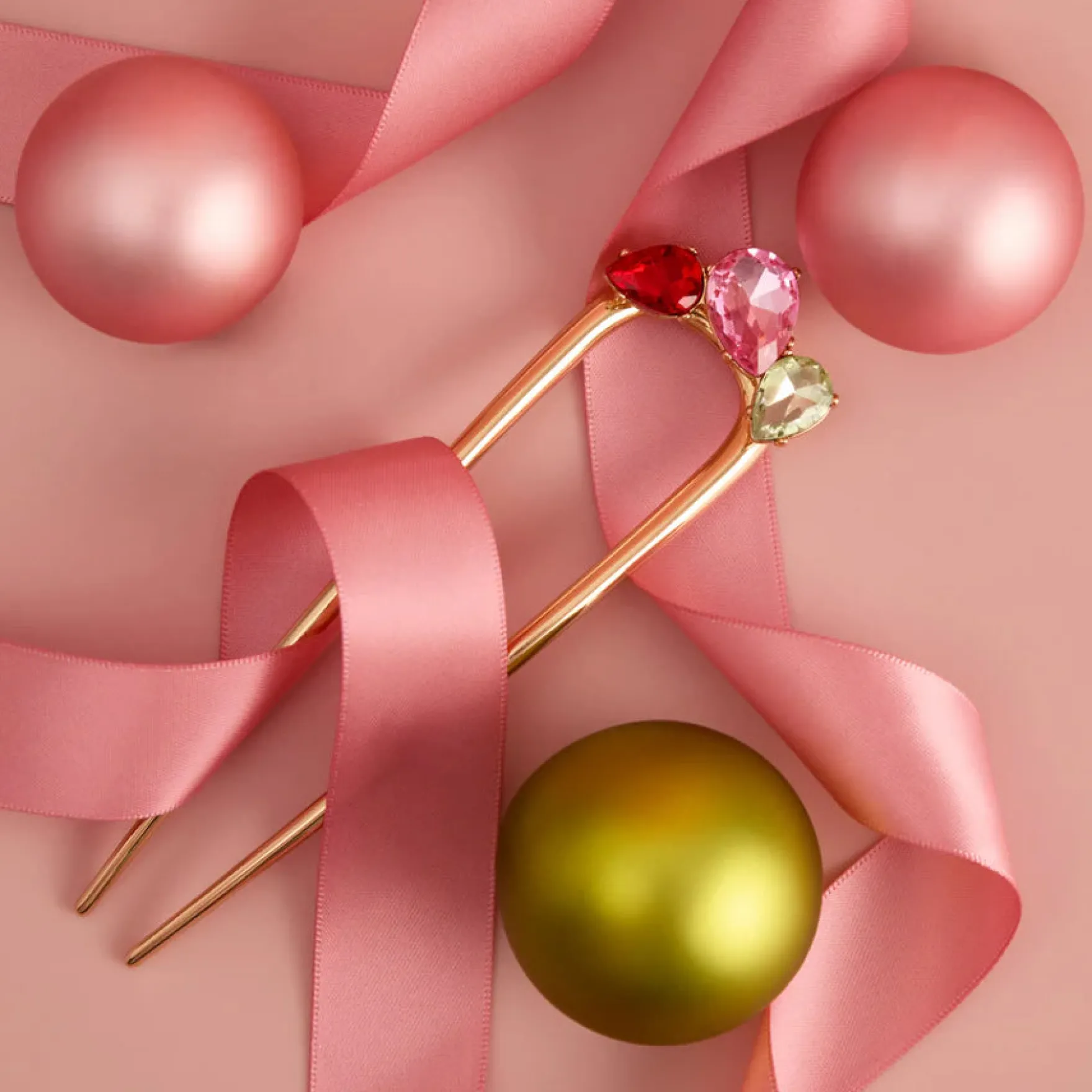 Holiday Metal Gemstone French Hair Pin