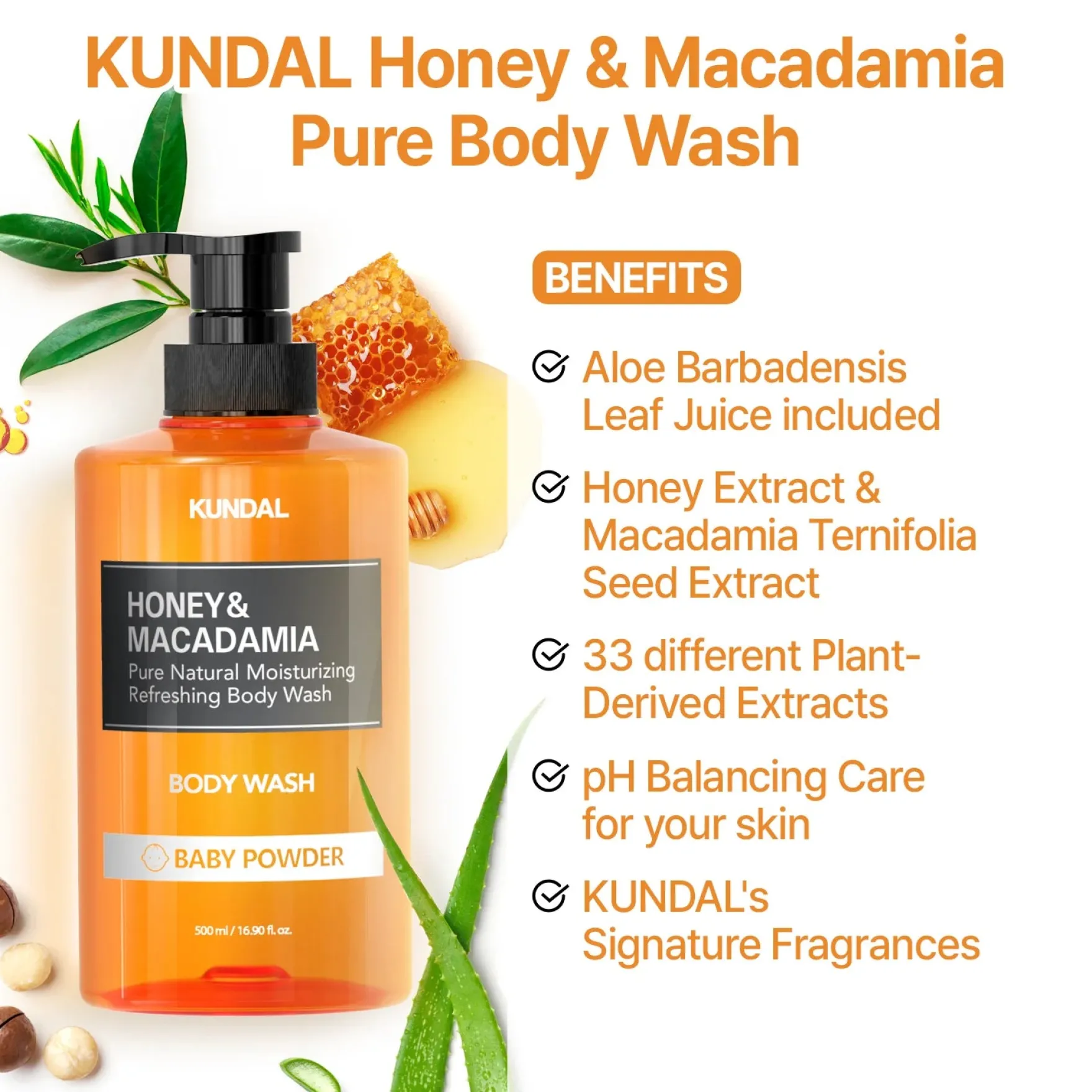 Honey & Macadamia Pure Body Wash Cherry Blossom