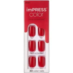 Impress Color Press-On Nails Short Reddy Or Not