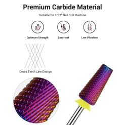 5-in-1 Cross Cut Tungsten Carbide Nail Drill Bits Pink Fine