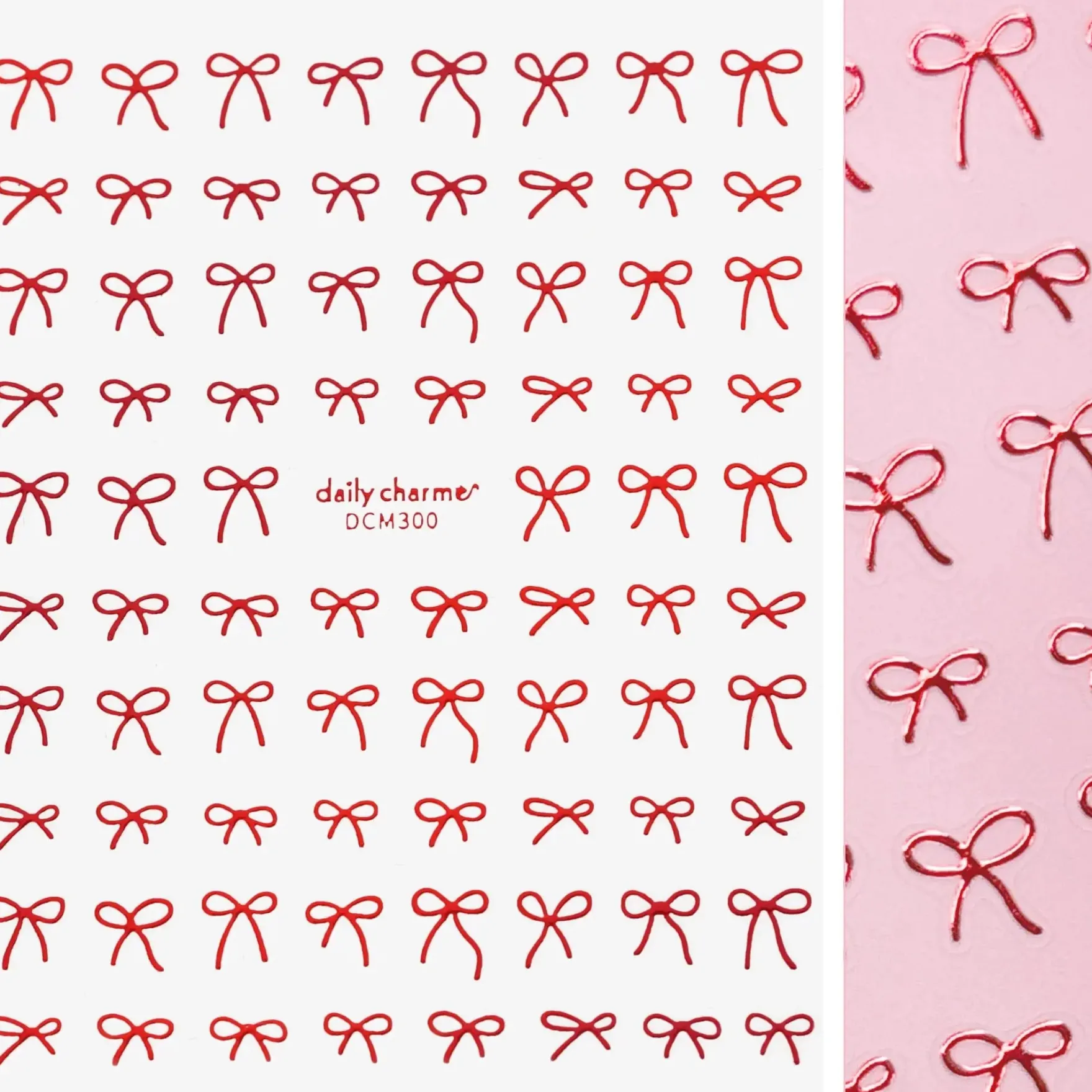 Kawaii Nail Art Sticker Coquette Bows Metallic Red