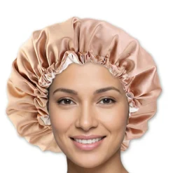 Khaki Satin Hair Bonnet Reversable