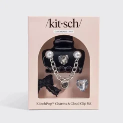 KitschPop Charms & Cloud Clip Set Vintage Black