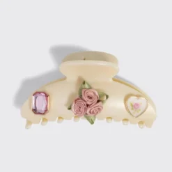 KitschPop Charms & Curved Claw Clip Set Pearlized Cream
