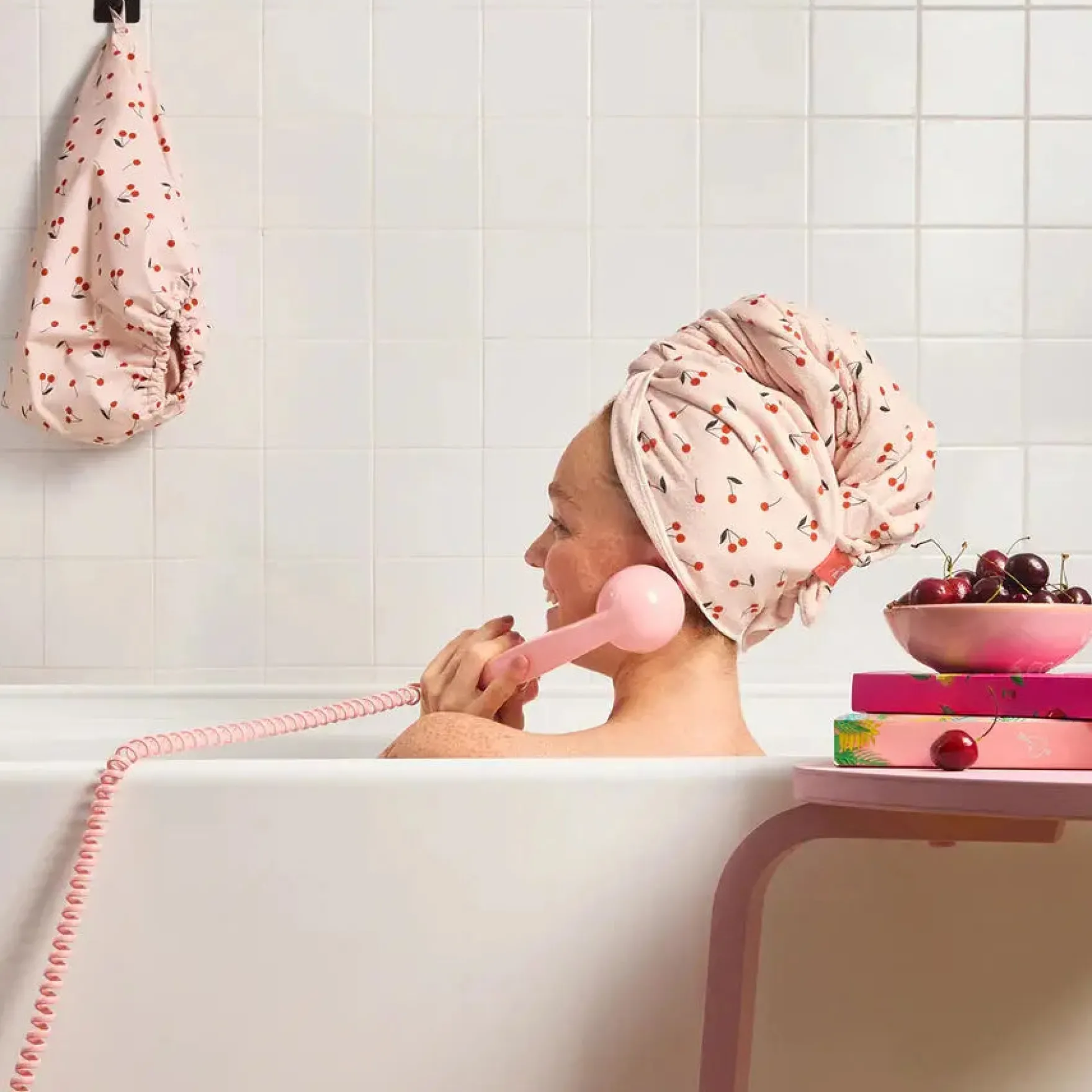 Kitsch XL Hair Towel Wrap Cherry Print