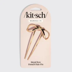 Metal Bow French Hair Pin Gold