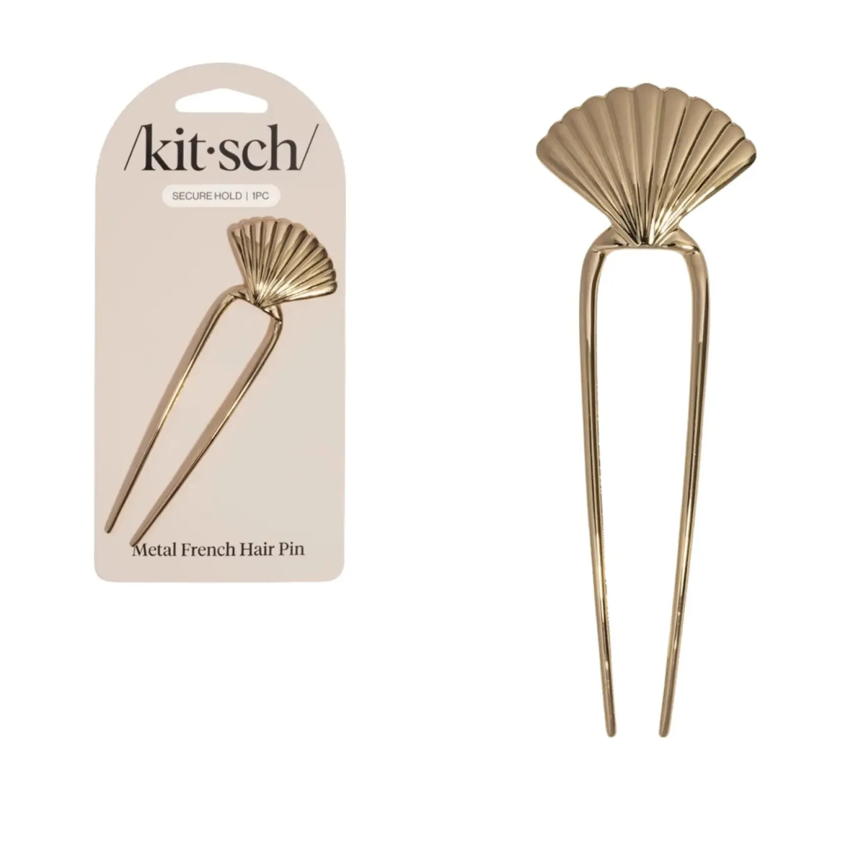 Metal Clam Shell French Hair Pin Gold