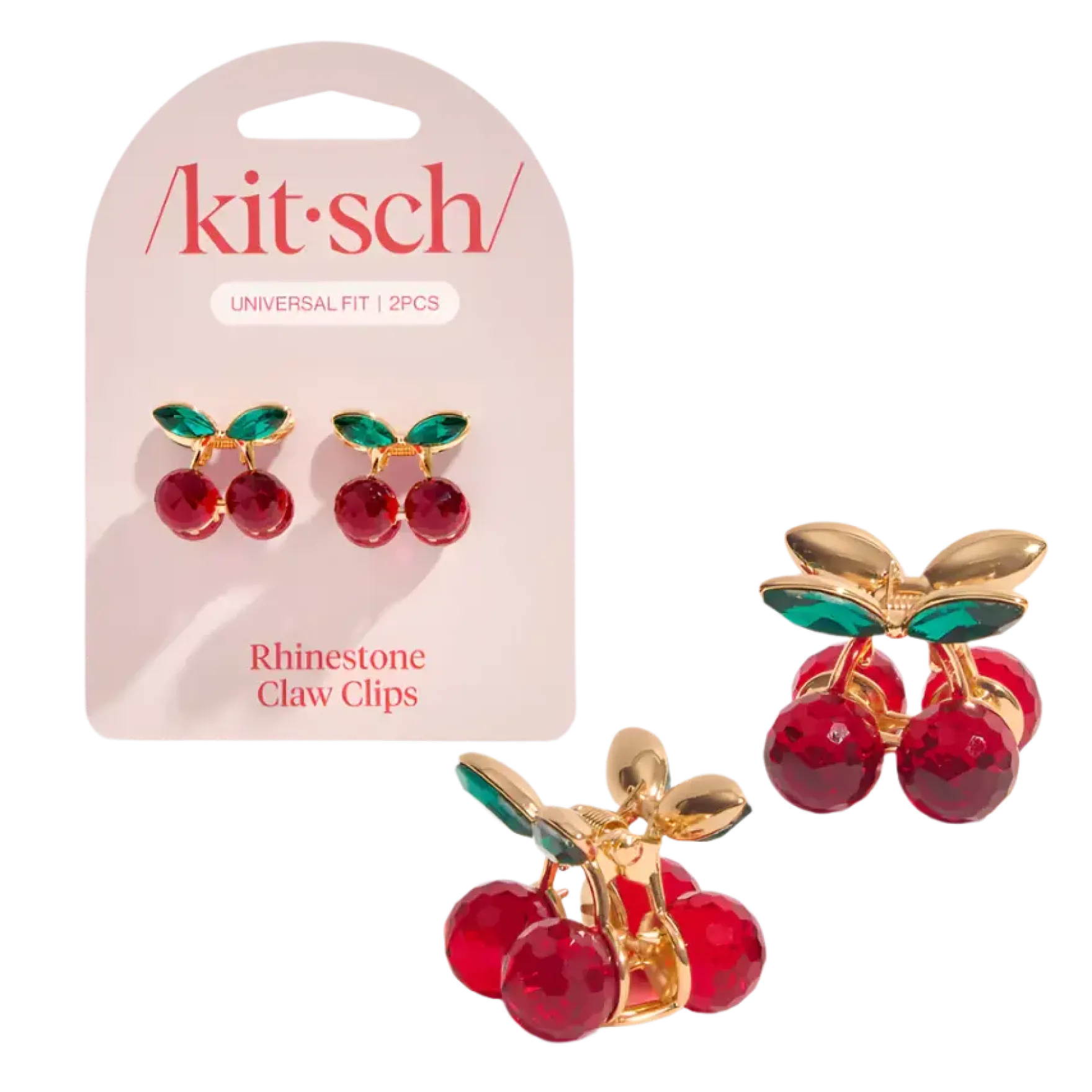 Mini Rhinestone Claw Clips 2pc Set Cherry