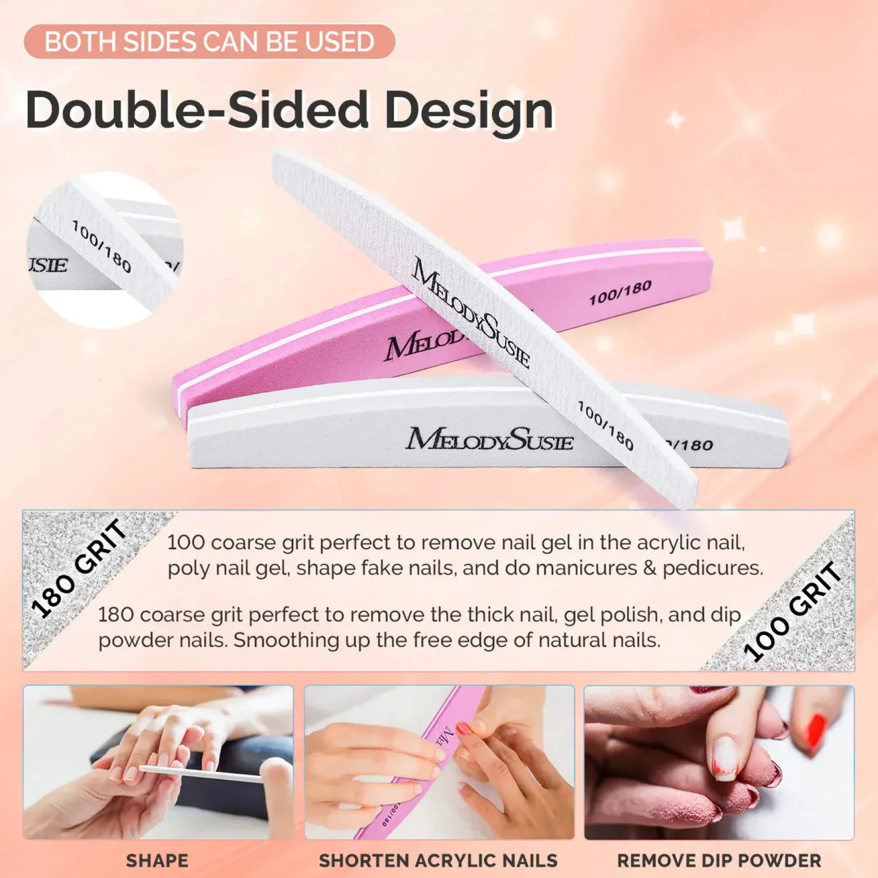 Nail Files and Buffers Set 100/180 Grit 9Pcs