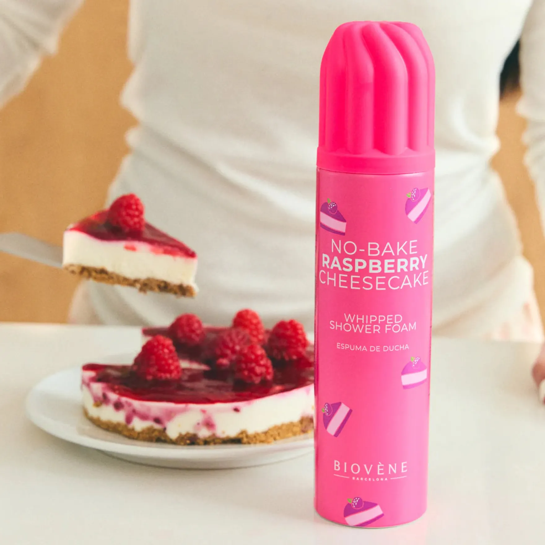 No-bake Raspberry Cheesecake Whipped Shower Foam