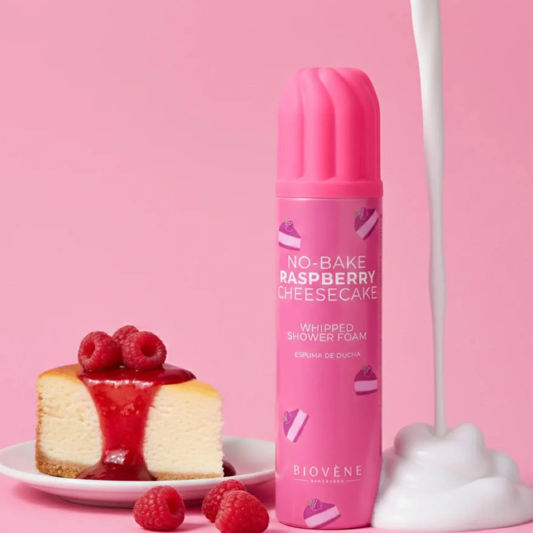 No-bake Raspberry Cheesecake Whipped Shower Foam