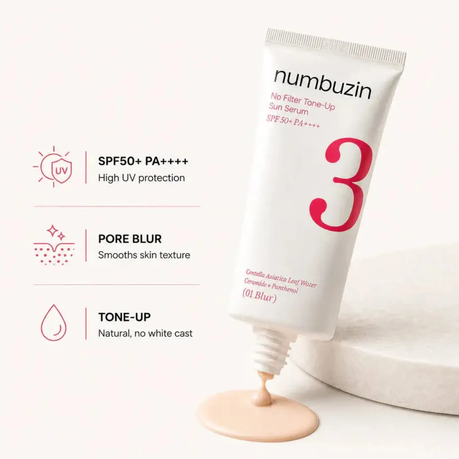 No.3 No Filter Tone-Up Sun Serum 01 Blur