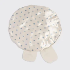 Oversized Satin Bonnet Pearlized Cream & Coastal Blue