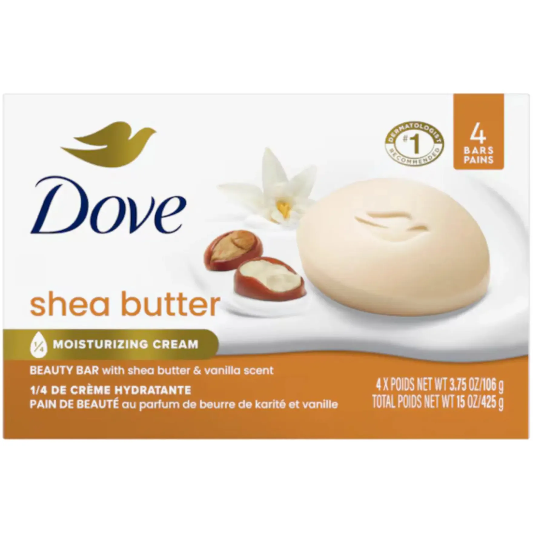 Pampering Shea Butter & Vanilla Beauty Bar 4-Pack