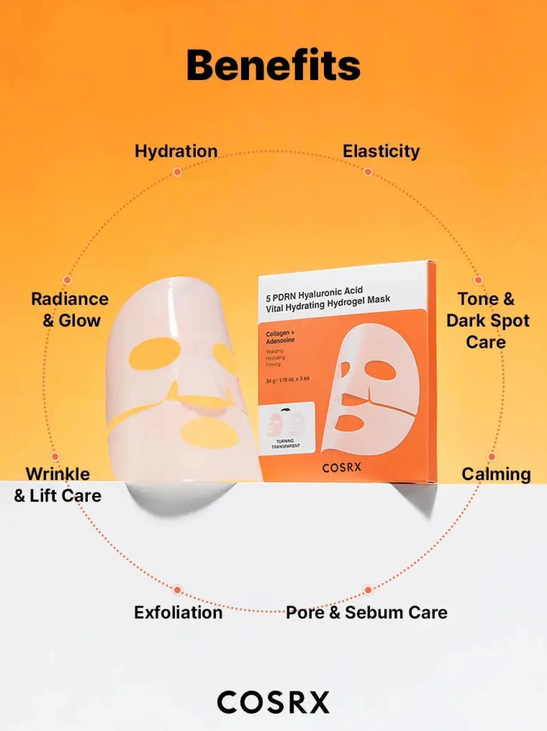 5 PDRN Hyaluronic Acid Vital Hydrating Hydrogel Mask 3-Pack