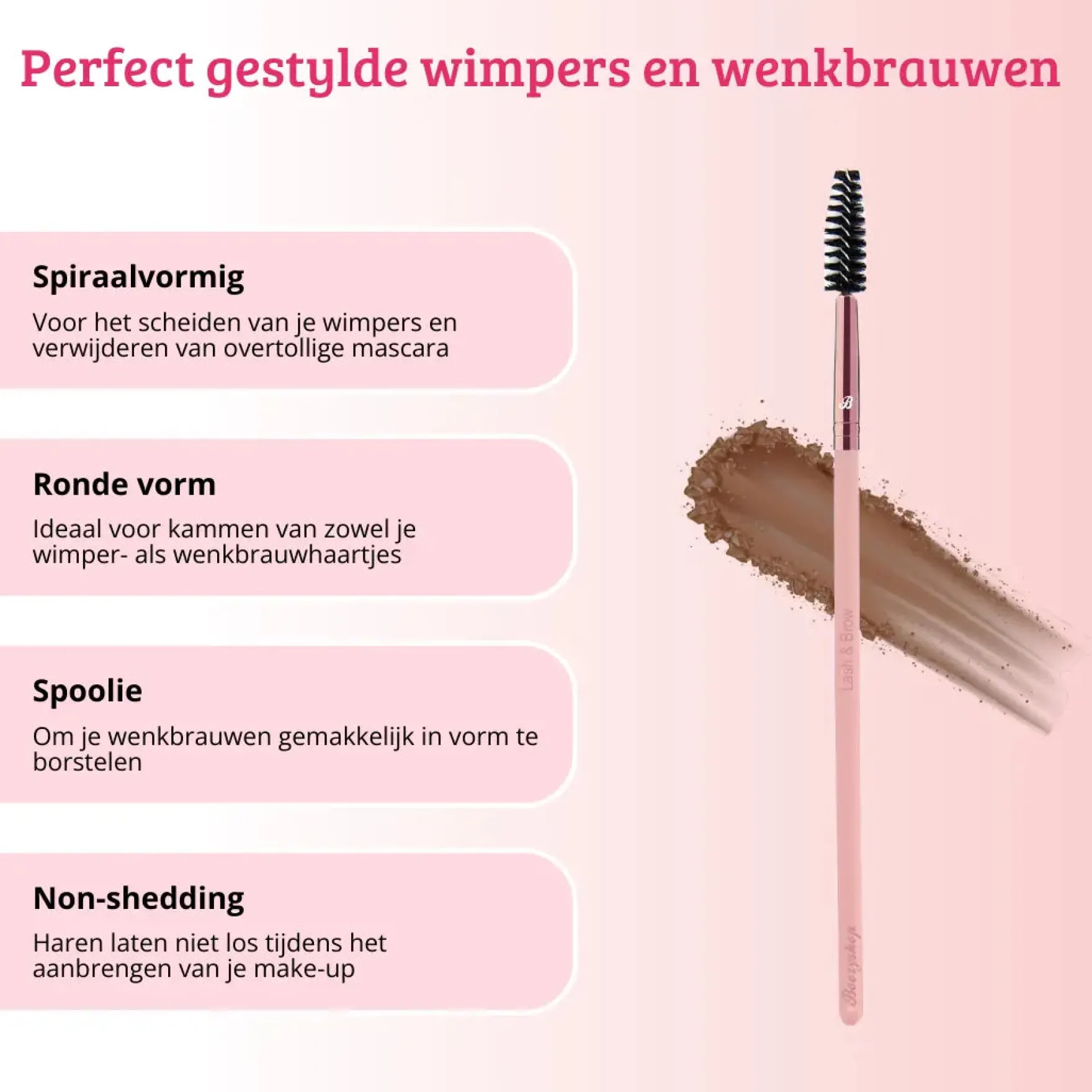 Pink & Rose Gold Lash & Brow Brush
