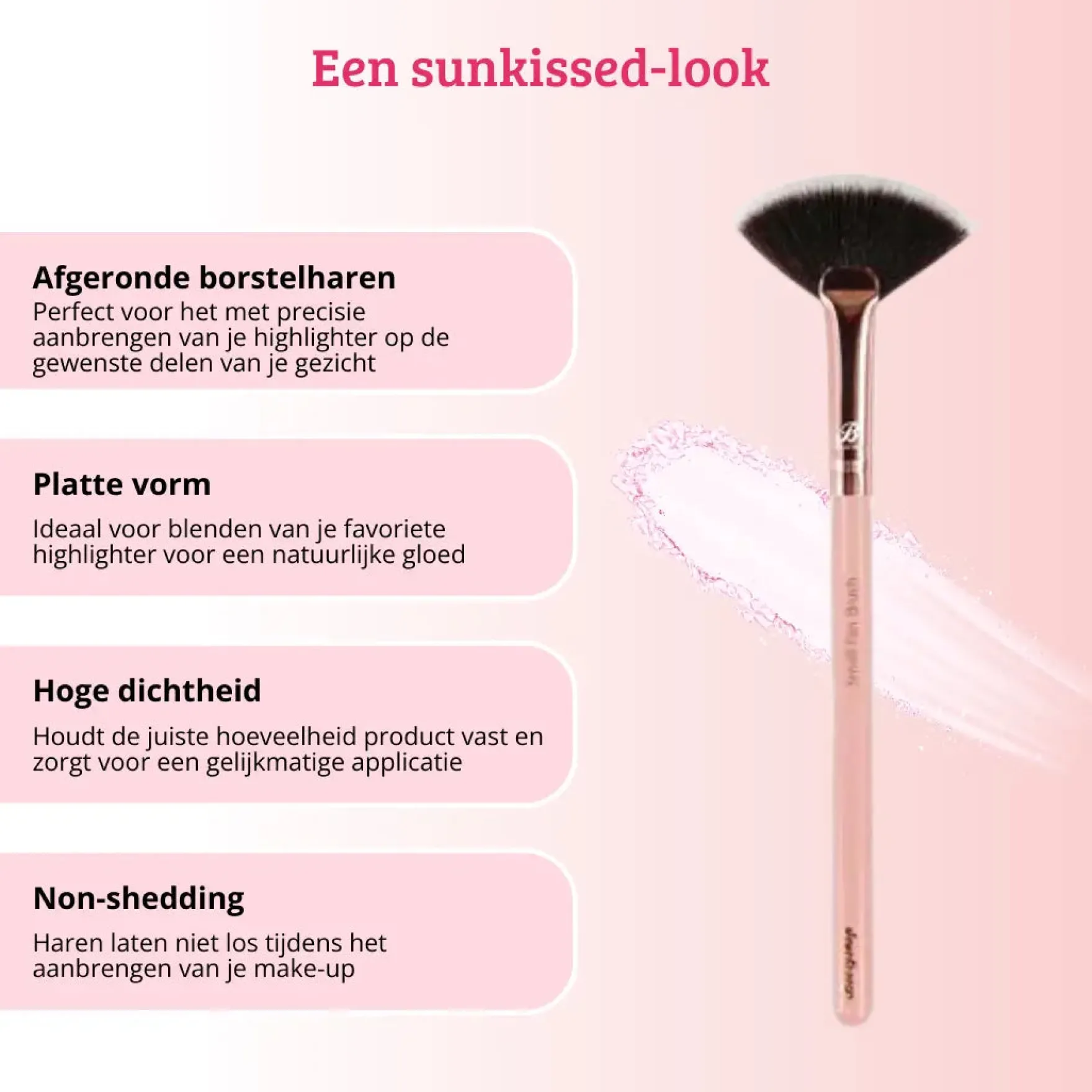 Pink & Rose Gold Small Fan Brush
