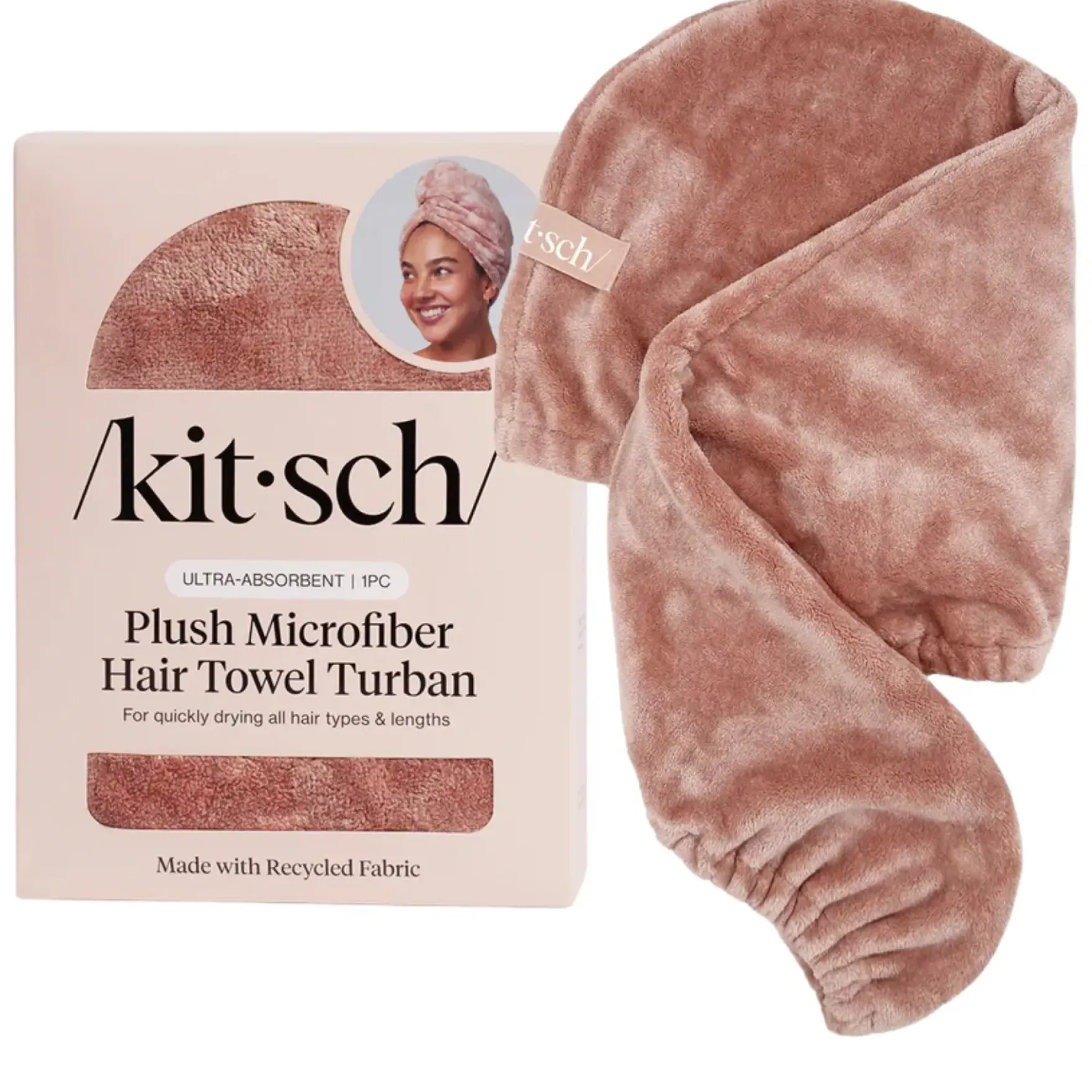 Plush Microfiber Hair Towel Turban Terracotta