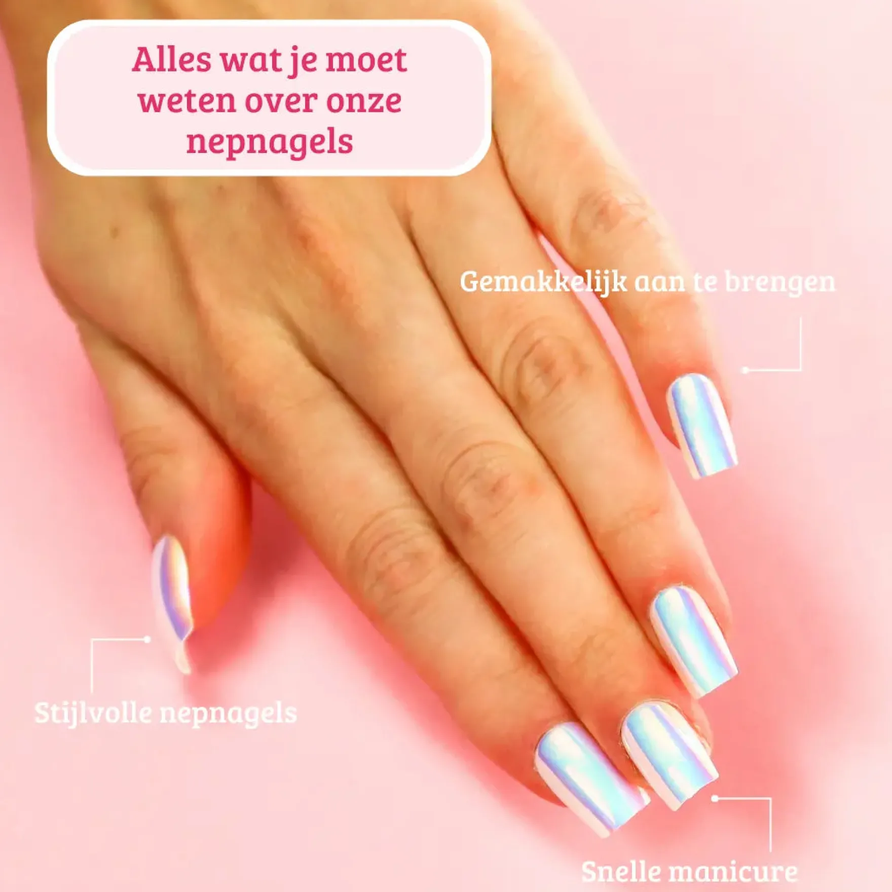 Press On French Nails Metallic Pearlescent