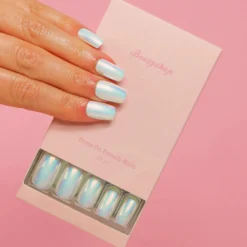 Press On French Nails Metallic Pearlescent