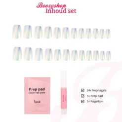 Press On French Nails Metallic Pearlescent