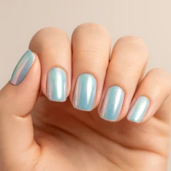 Press On French Nails Metallic Pearlescent