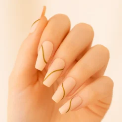 Press On French Nails Nude Goldstrike