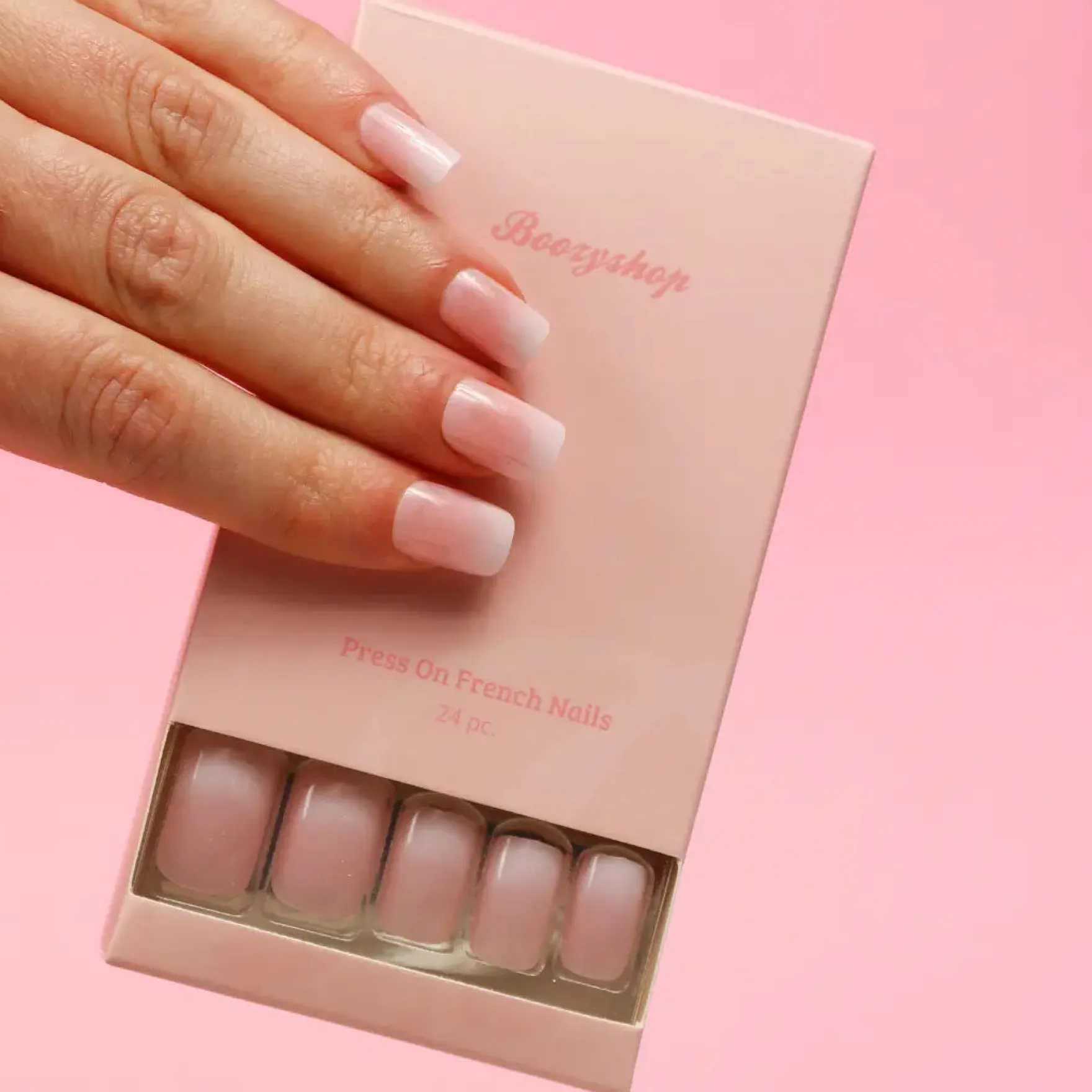 Press On French Nails Ombre Soft Pink