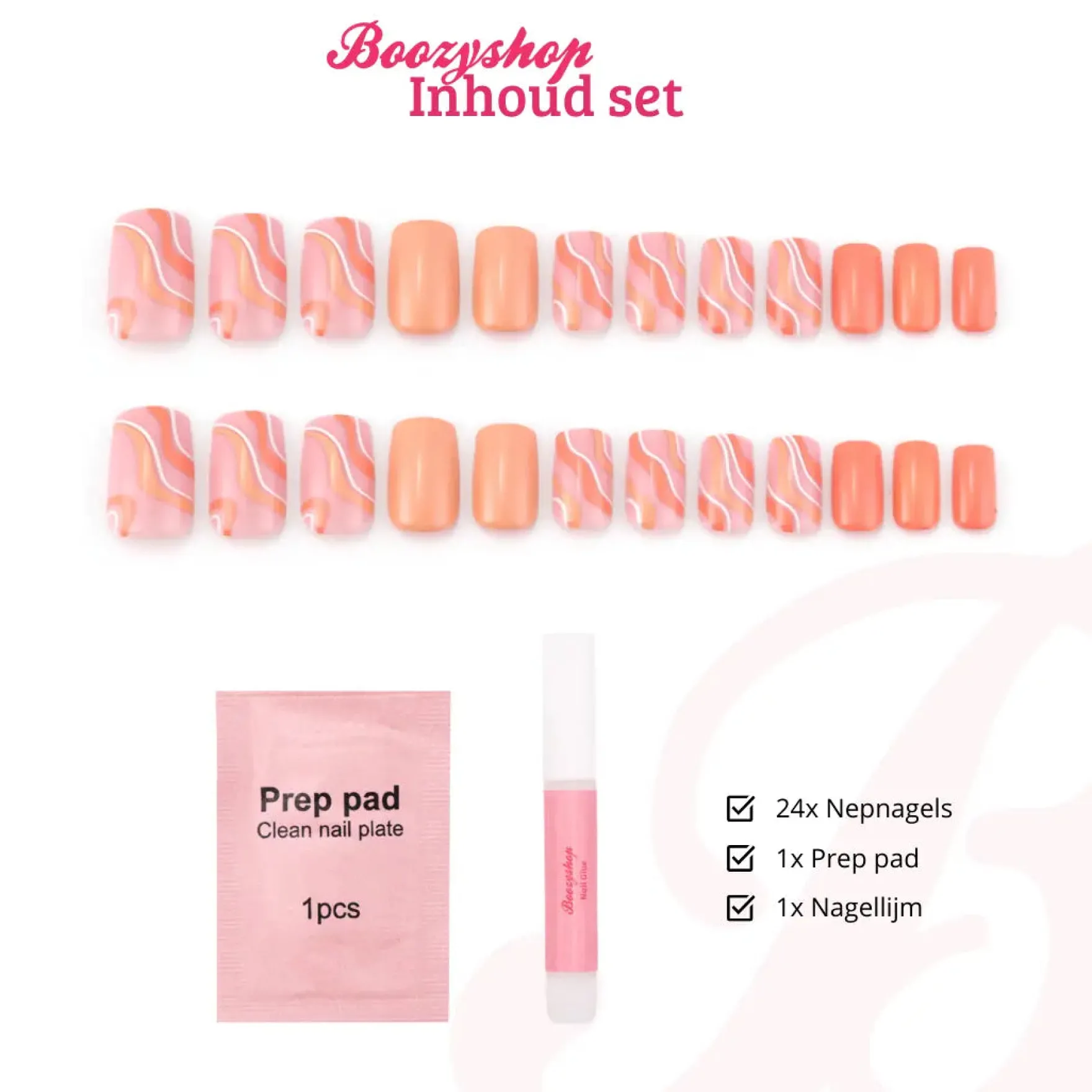 Press On French Nails Orange Waves