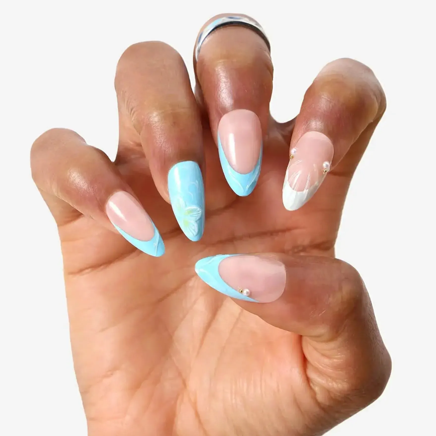 Press-On Nails French Waterlily