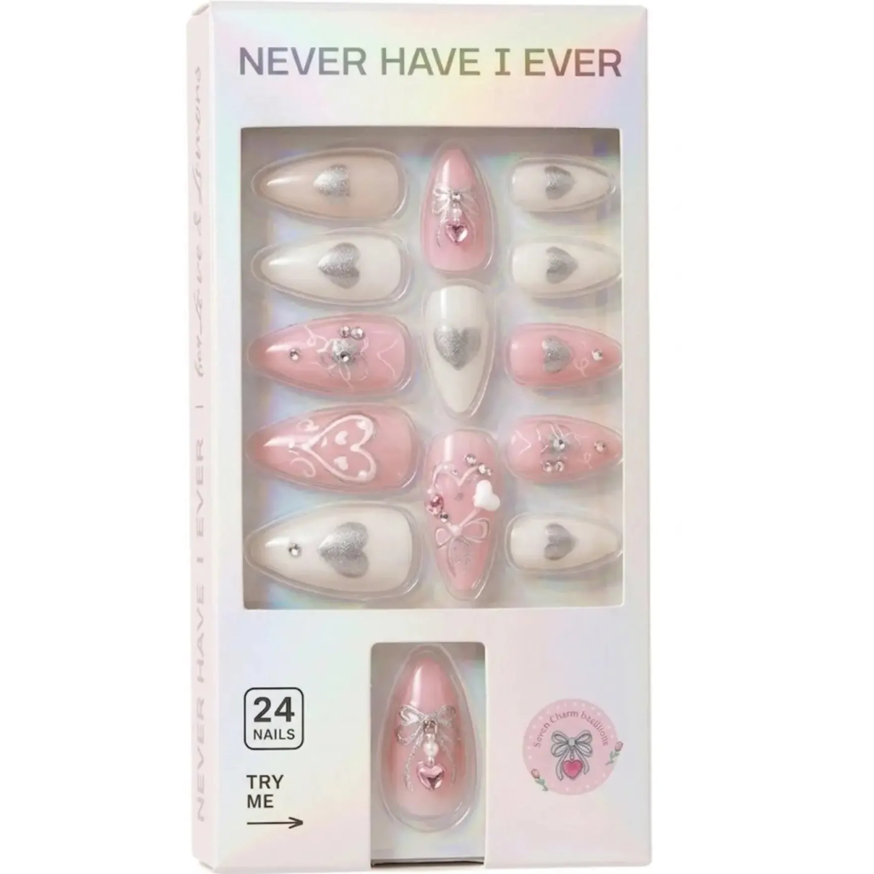 Press-On Nails Hearts of Pearls
