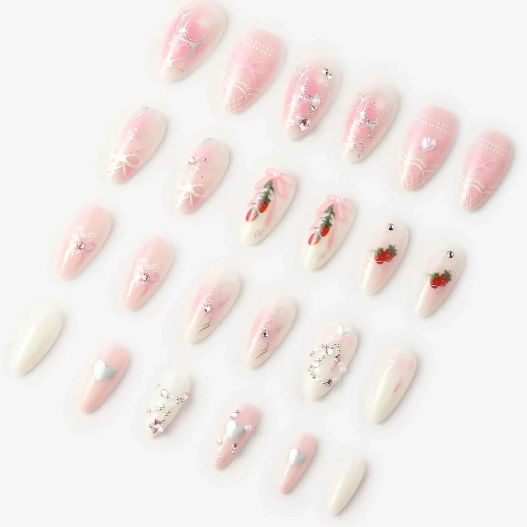 Press-On Nails Strawberries N Crème