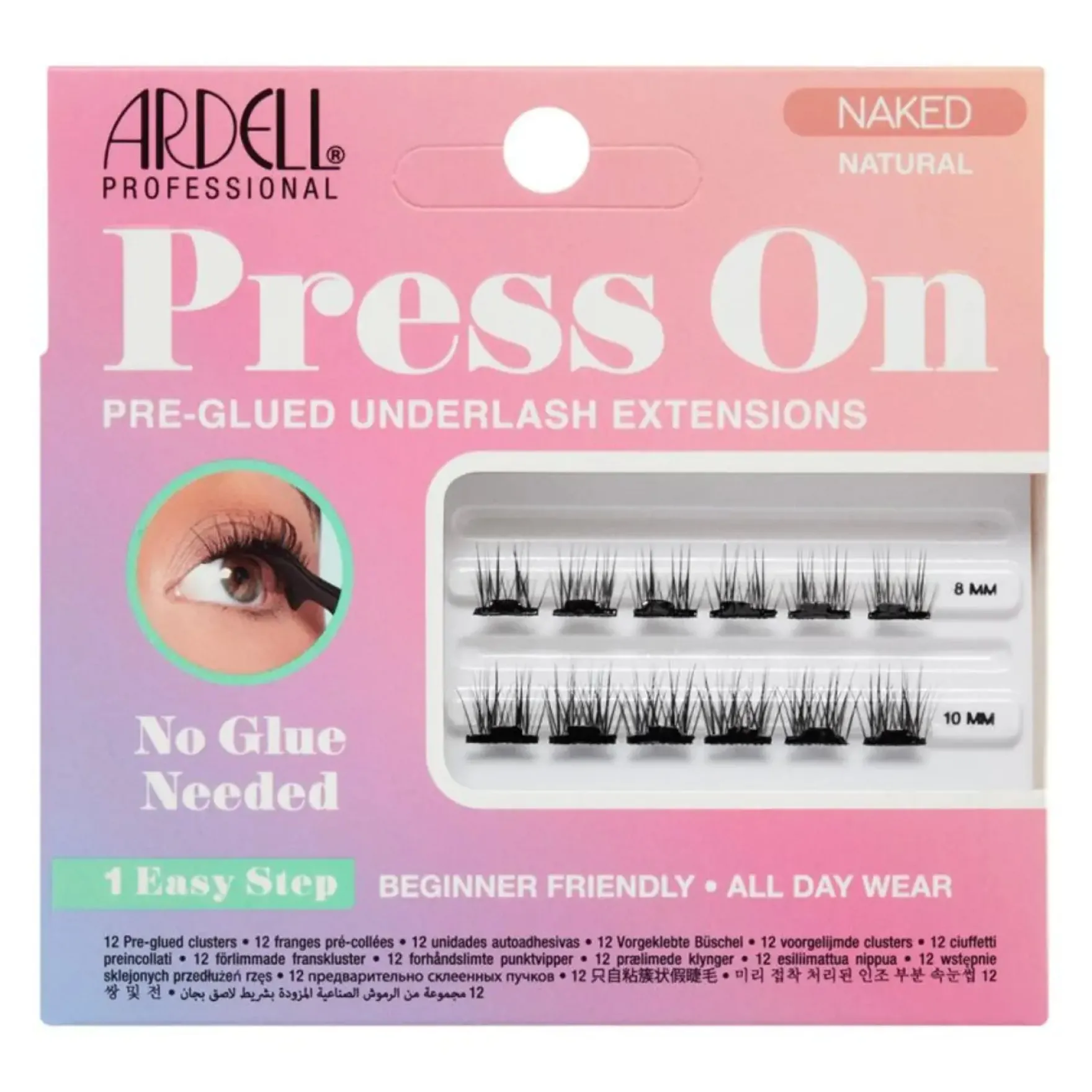 Press On Pre-glued Underlash Extensions Naked Natural Mini Set