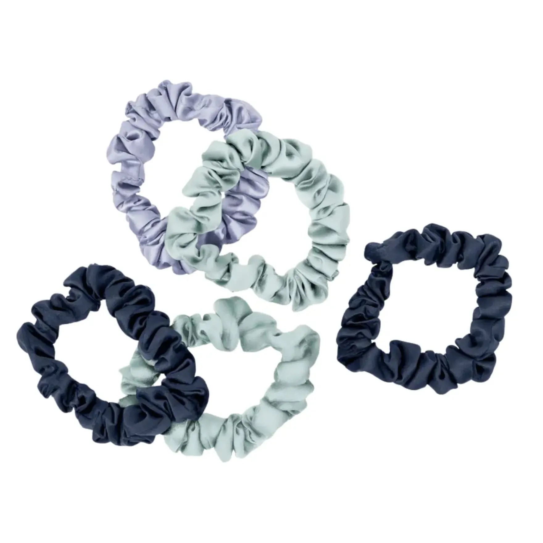 Ruched Satin Scrunchies 5pc Set Garden Bouquet