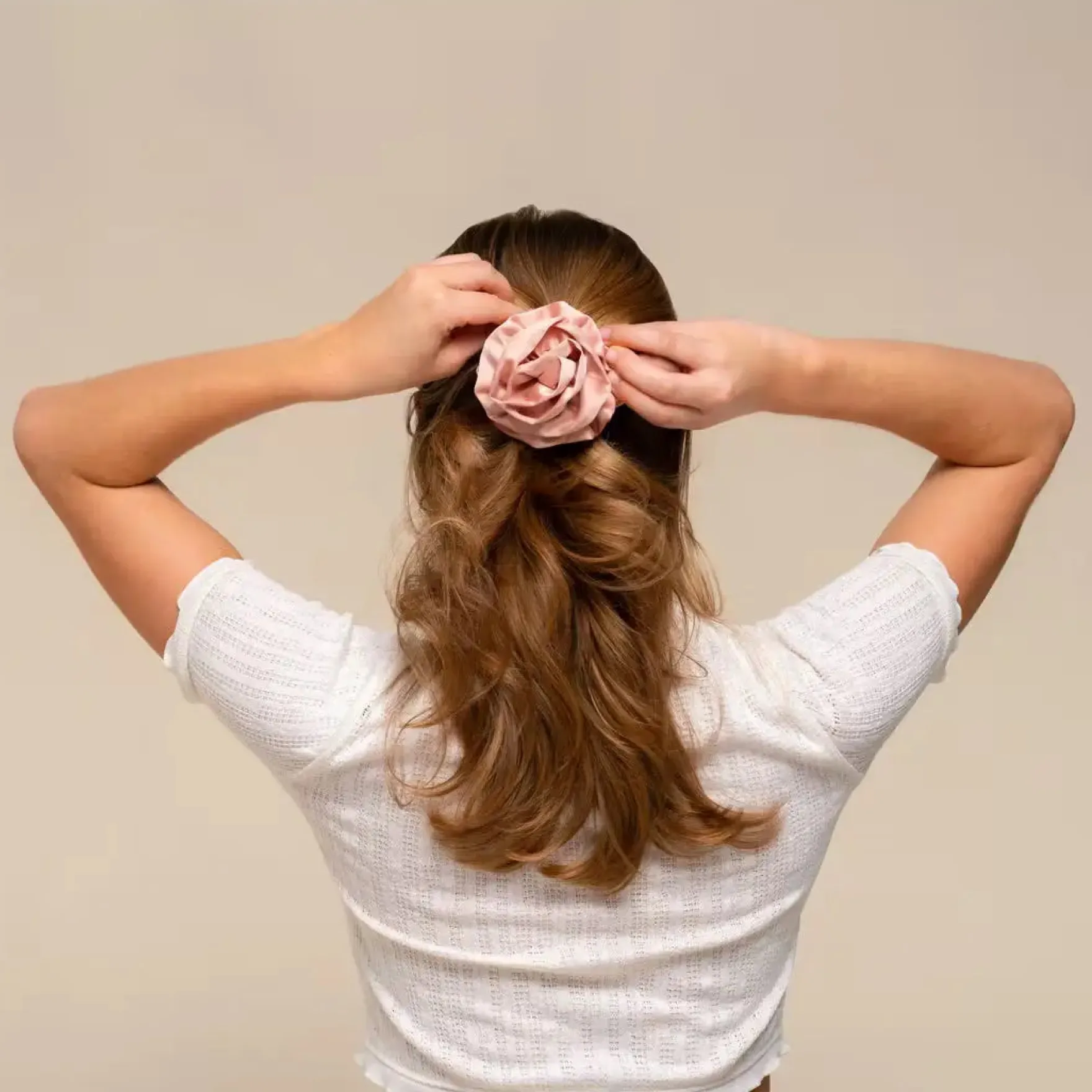 Satin Rosette Flat Cloud Clip Terracotta